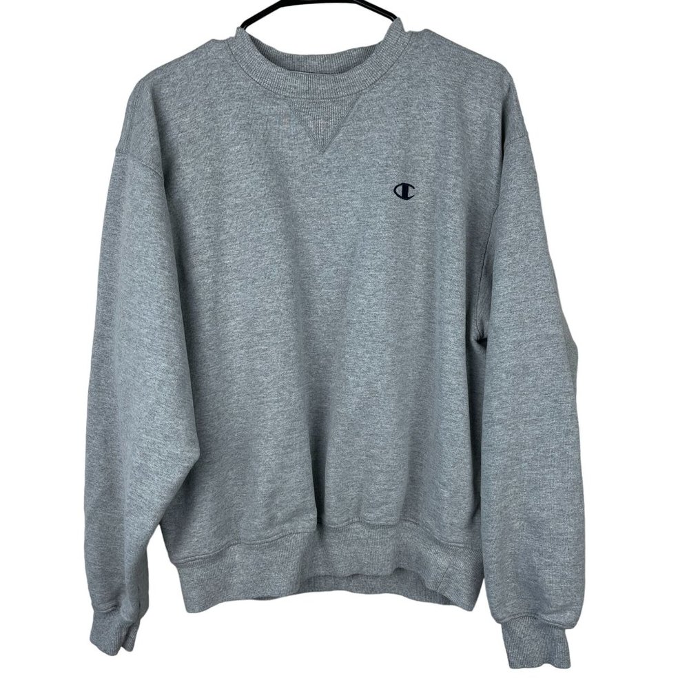 Champion Sweatshirt Unisex L Gray Crewneck Embroidered Logo Vintage Y2K Pullover